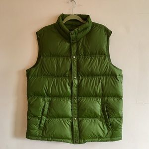 kelly green lands end puffer vest, men’s L